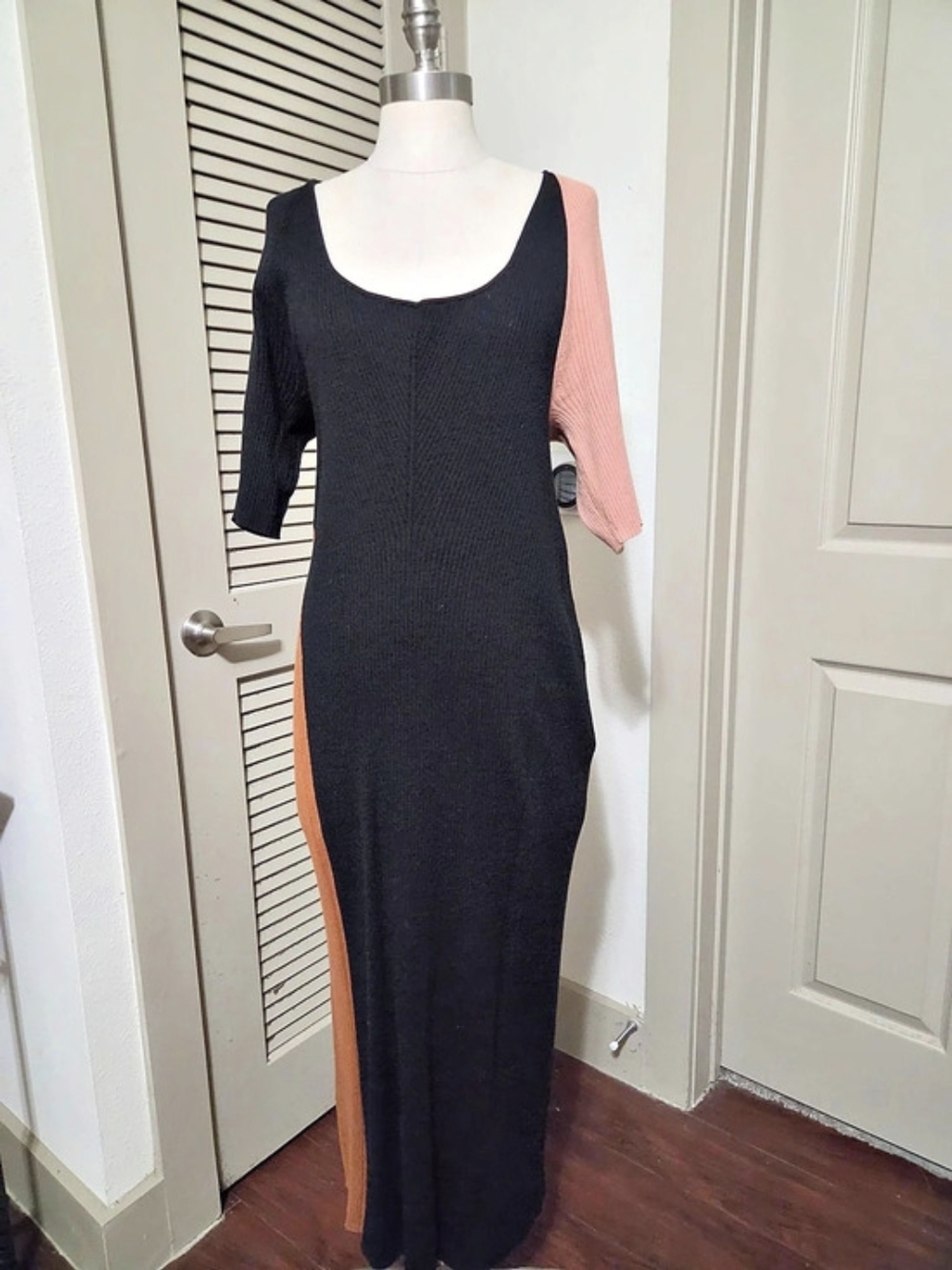 Banana Republic Harrison Color Block Maxi Dress in Black & Brown Size XL